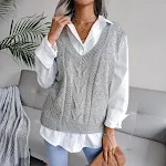 European and American Hollowed Out Twist V-neck Knitted Vest Sweater, a stylish and versatile layering piece for a chic — photo 9