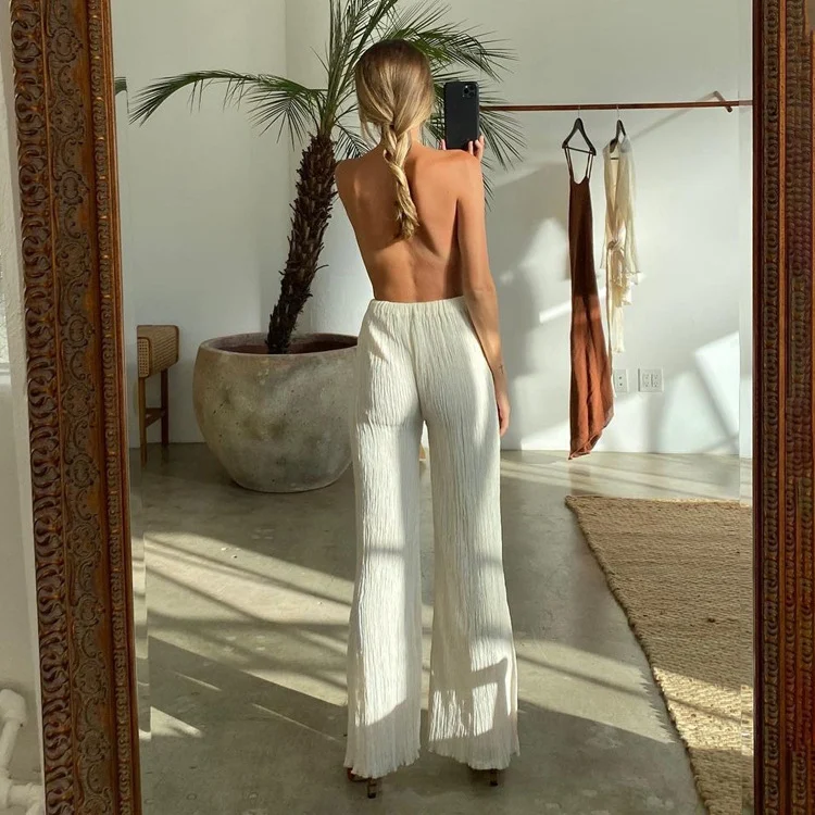 Sexy Spice Girl Suspender Neck Top, pleated slim fit, small and fragrant suit. Achieve a stunning and confident look eff — photo 1