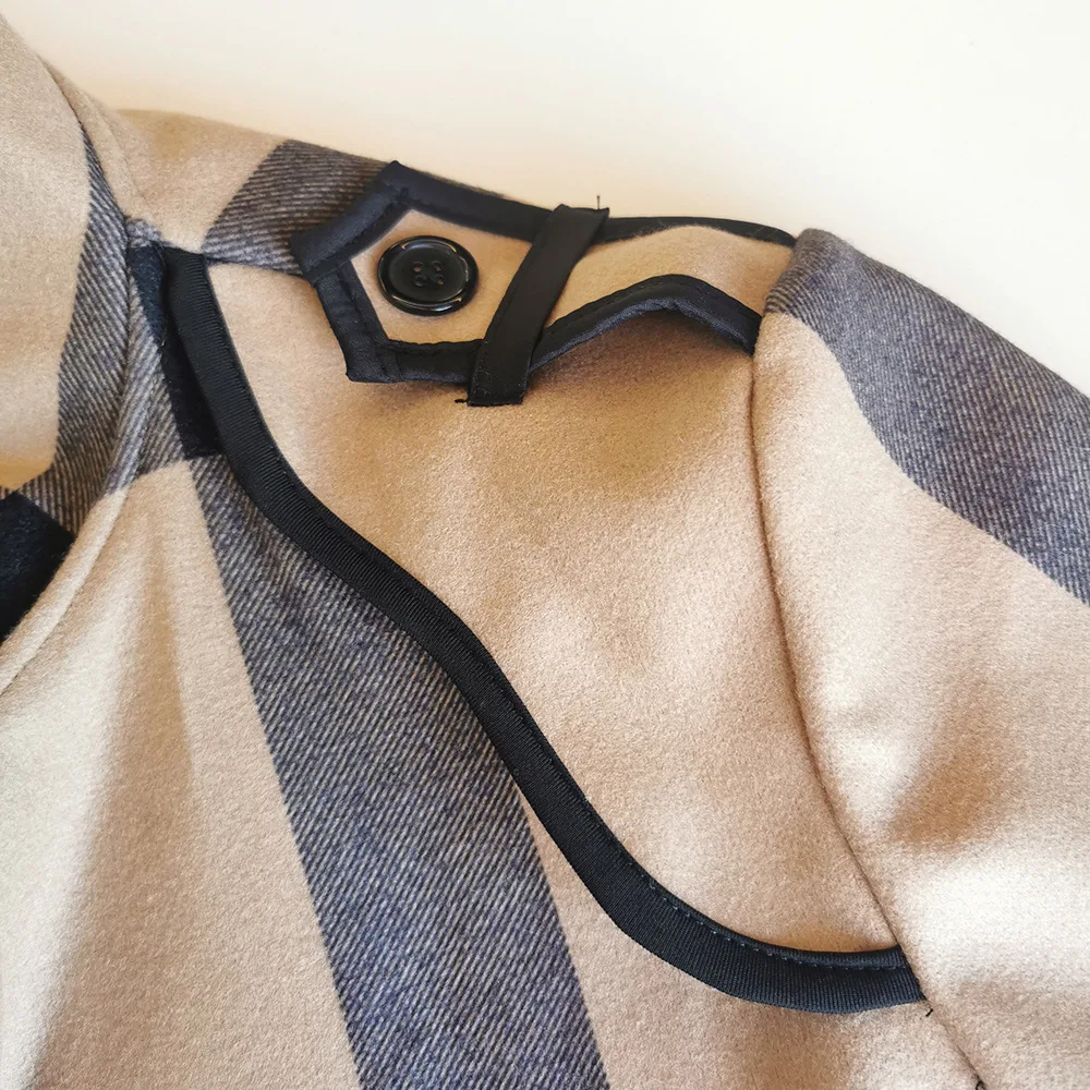Title 7, Giacca lunga a quadri da donna moda casual capp...