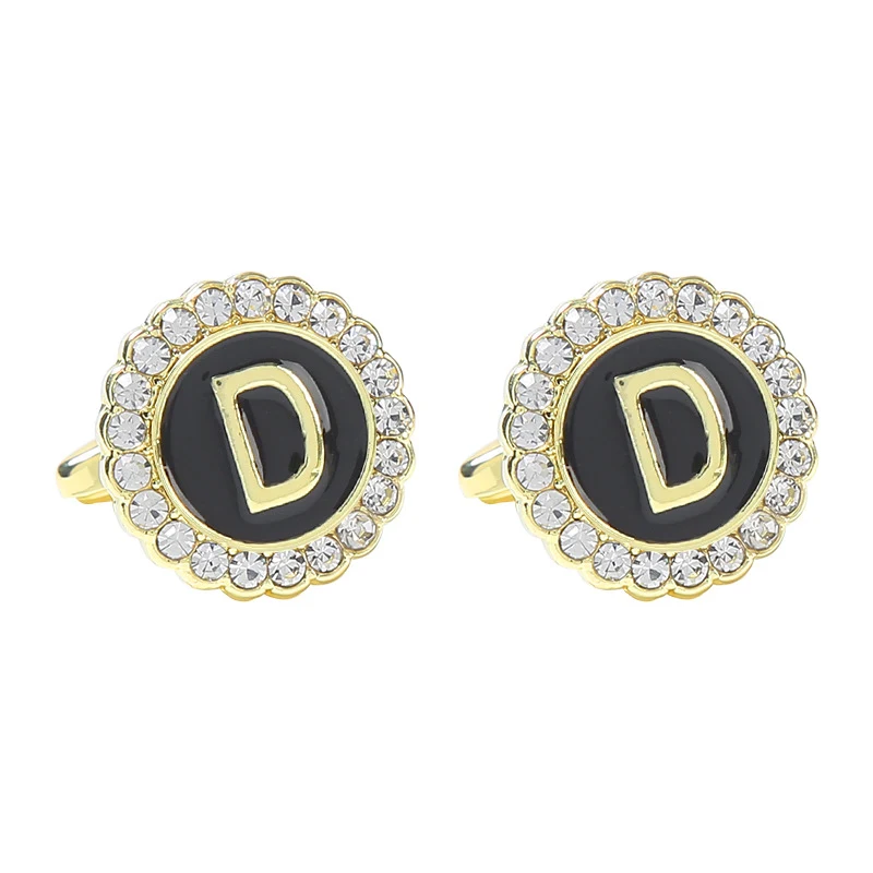 Abotoaduras francesas redondas com diamantes para homens, 26 letras personalizadas, um presente elegante e sofisticado para ele. — foto 29