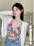 Slim-Shorts für Damen mit French-Contrast-Blumen-Camisole — foto 5