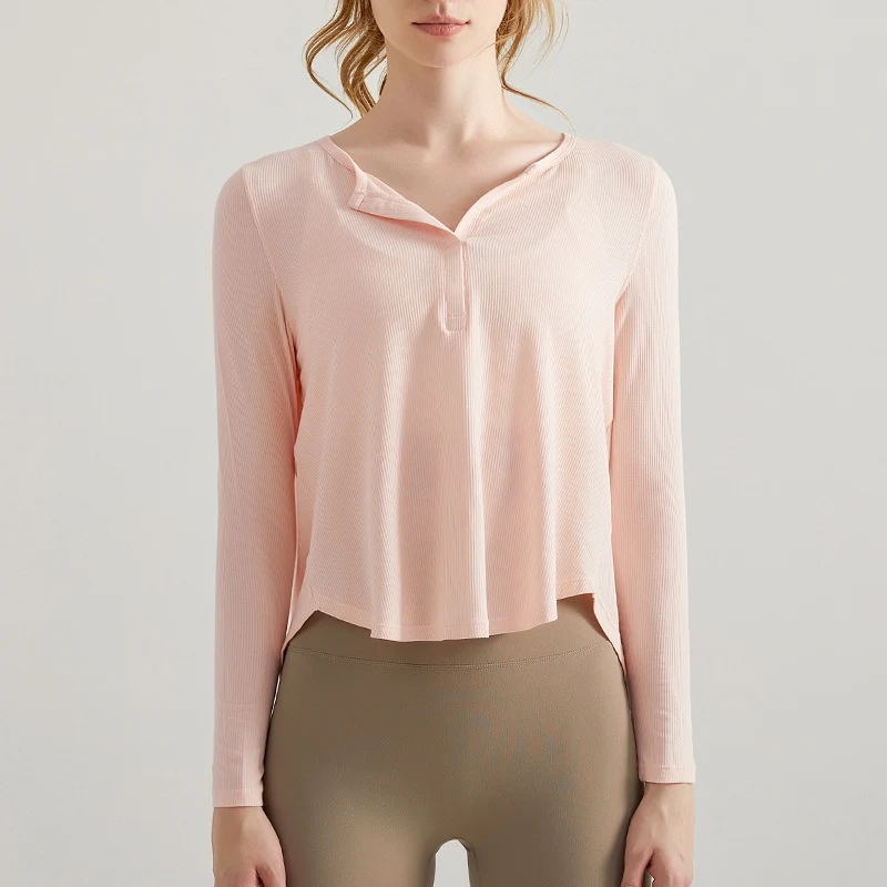 Women's Yoga Clothes Long Sleeve Loose New Thread Open Fitness Sports Top Comfortable and perfect for yoga and workouts — photo 1