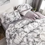 Jogo de capa de edredom liso com padrão de mármore, macio e elegante para um sono repousante. Conforto e sofisticação para seu quarto. — foto 2