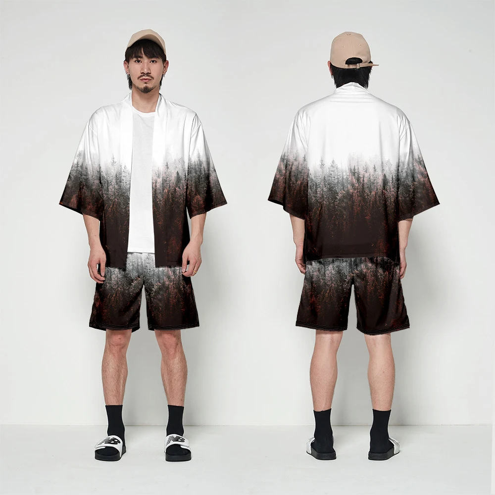 Comercio exterior Tamaño grande Manga de siete puntos Tang Tang Suit Literario Japonés Japonés Estilo Cardigan Camiseta Kimon — foto 6