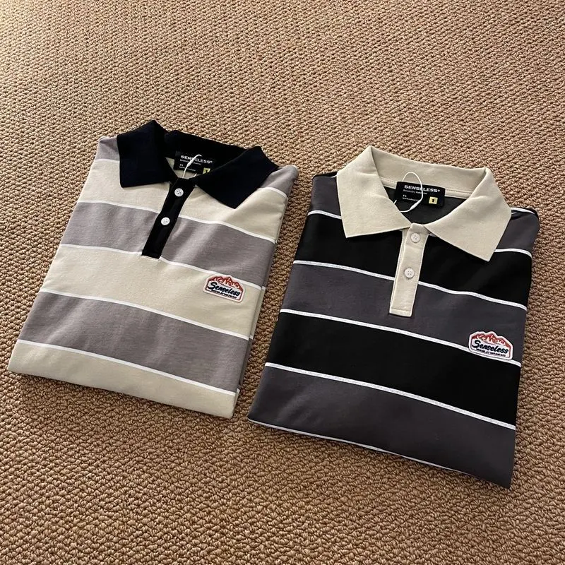 Title 7, Vintage Striped Long-sleeved Loose Trend Couple...