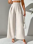Calças de trabalho femininas de cintura alta, pernas largas e caídas, estilo business, confortáveis e elegantes, perfeitas para o escritório. — foto 8