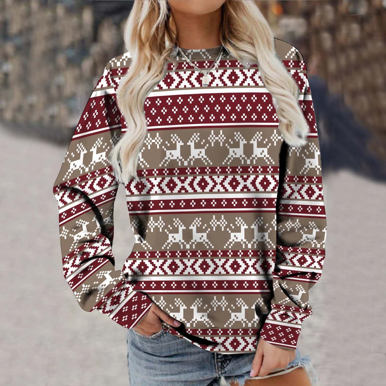 Women's Striped 3D Digital Printed Sweatshirt. Experience ultimate comfort and style with this modern and versatile top, — photo 9