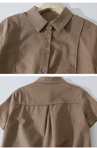 Title 8, Summer Artistic Loose Solid Color Cotton And Li...
