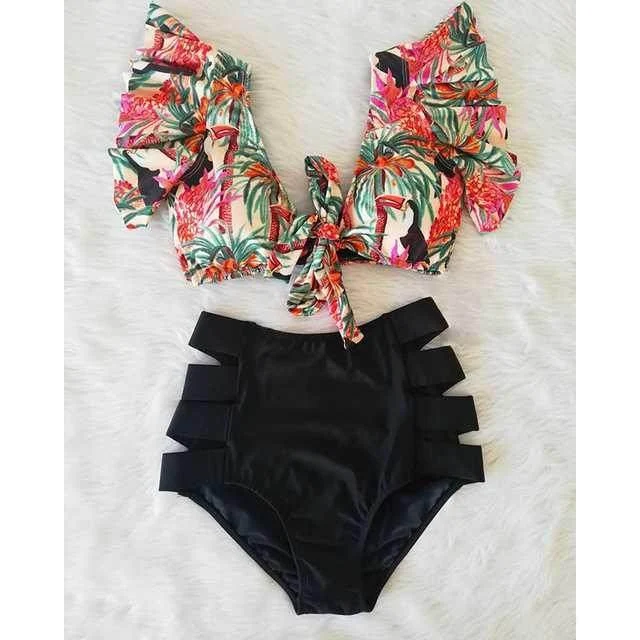 Cross-BorderRuffle Bikini High Waist zwemkleding dames badpak, ideaal voor een stijlvolle en comfortabele strand- of zwembadlook. — foto 3