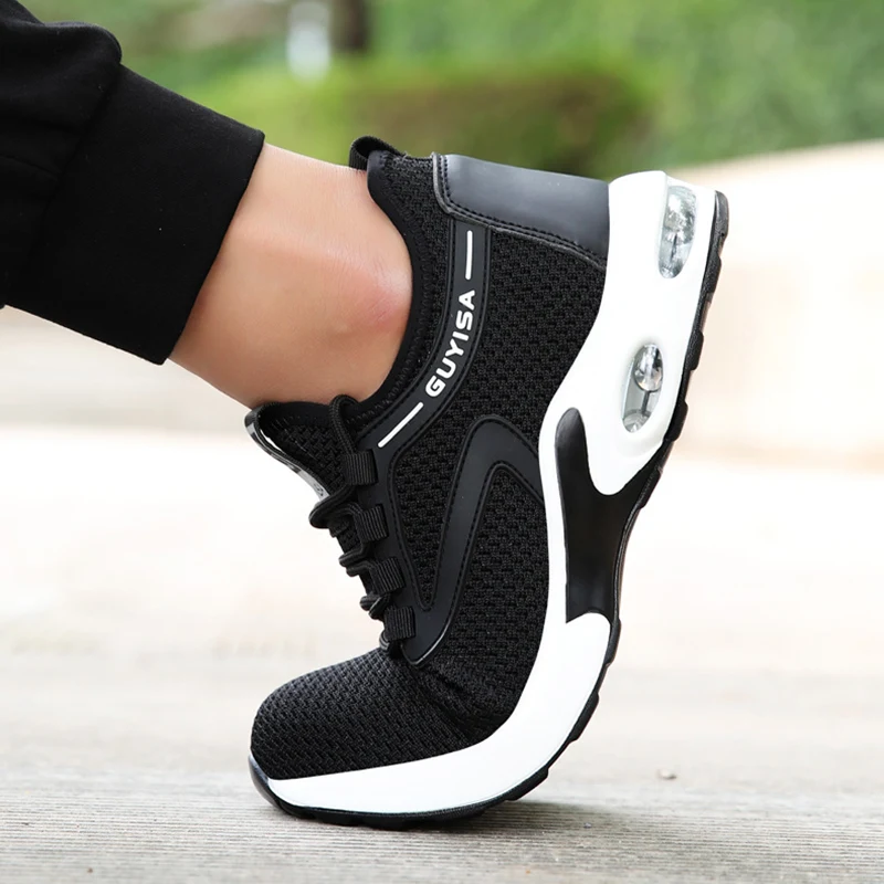 Czarne Sneakers Męskie Buty Ochronne Lekkie Oddychające do Pracy Siłowni Podróży Tenisa Biegania. Wygodne i bezpieczne. — zdjęcie 7