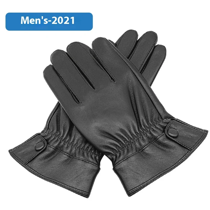 Title 25, Genuine Leather Gloves Mens Winter Velvet Cold...