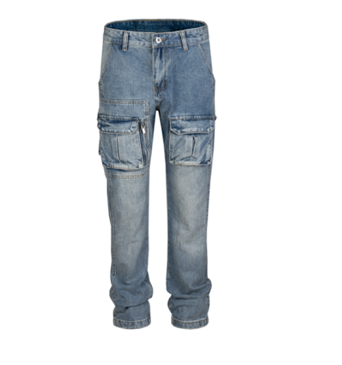 Title 2, Jeans retas brancas masculinas, lavadas e polid...