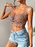 Women's Graceful and Fashionable Night Club Slip Gem Color Matching Tube Top Vest. Perfect for stylish nights out and st — photo 18
