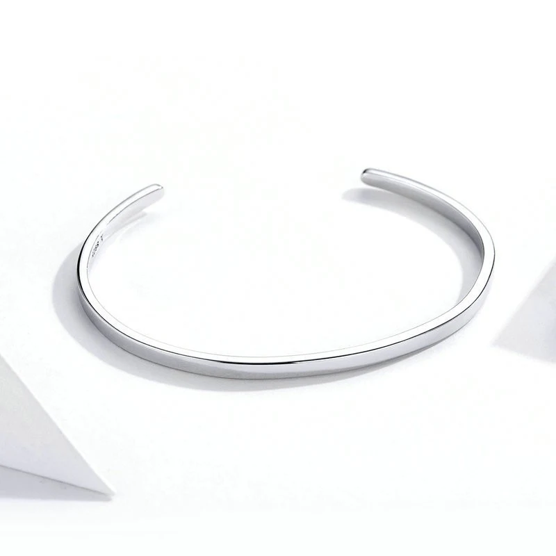 Pulseira ajustável de prata esterlina S925, simples e elegante, com abertura para um ajuste perfeito e design versátil. — foto 3