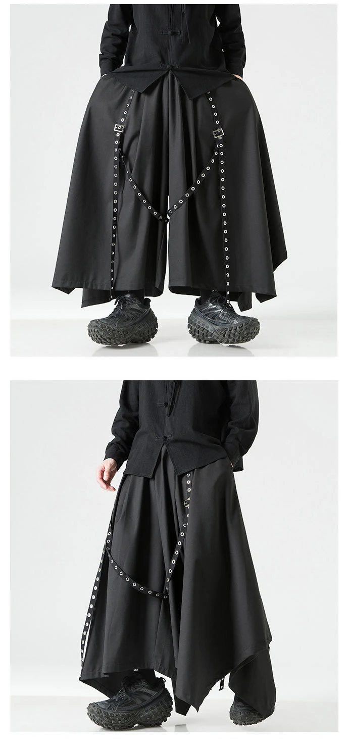 Title 4, Goth unisex broek met brede pijpen en klinknage...