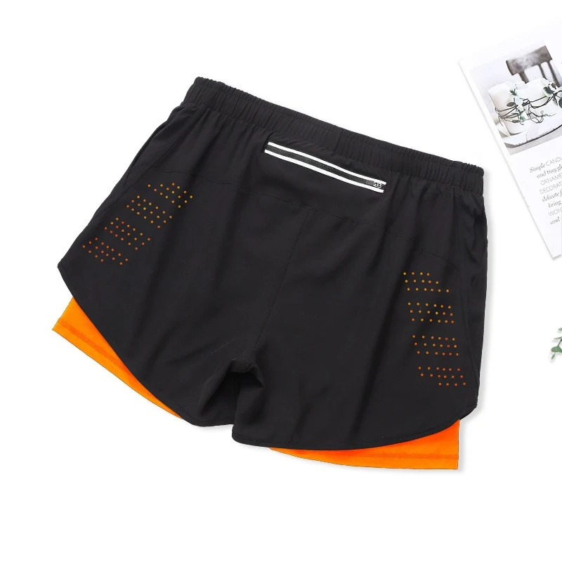 Title 2, Summer Mens Two Piece Double Layer Sports Shor...