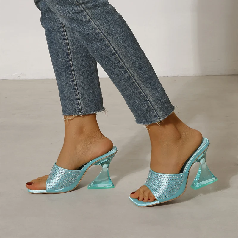 Damen Internet-Trend Kristall Transparente Strass High Heel Hausschuhe. Schimmernde Eleganz für besondere Anlässe. Genieße den Glanz! — foto 12