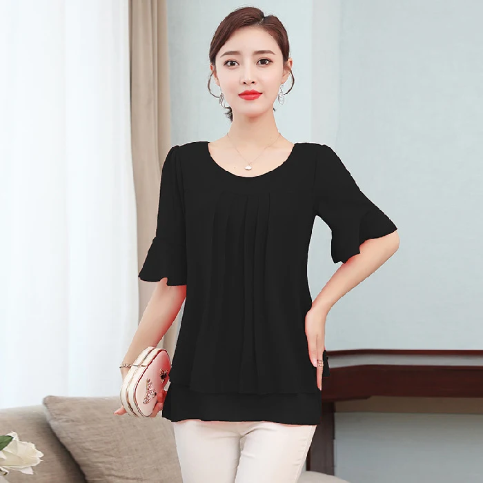 Women's Summer Plus Size Loose Top Chiffon Shirt, a comfortable and breezy option for warm weather, offering a relaxed f — photo 4