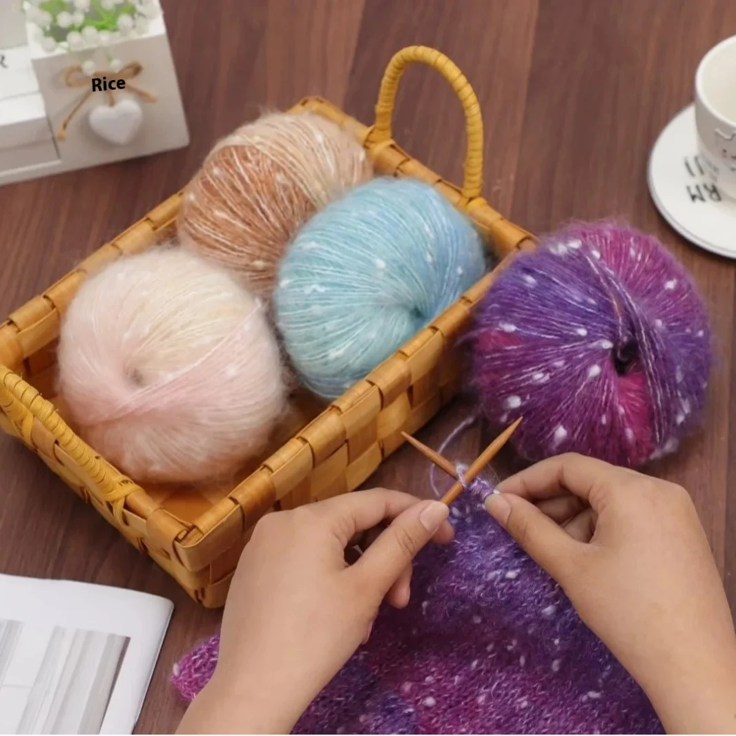 Gradient Snowflake Dots Silk Rainbow Mohair Wool Soft Glutinous Wool Ball. Create luxurious knit and crochet projects wi — photo 28