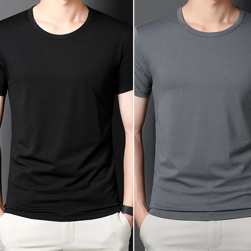 T-shirt da uomo a maniche corte in modal di seta ghiacciata e cotone, morbido e traspirante, perfetto per l'estate, per un comfort fresco. — foto 7