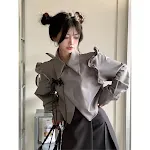Cappotto corto da donna a maniche lunghe con volant dal design dolce e caldo — foto 4