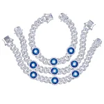 Pulseira Cubana Olhos Azuis com Zircônia, joia incrustada com zircônia, um acessório elegante e charmoso para um visual sofisticado. — foto 4