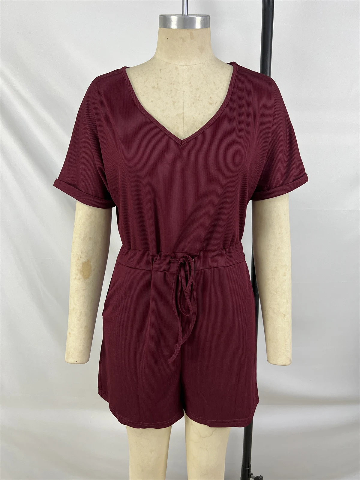 Title 3, Womens Casual V-neck Cufflinks Jumpsuit