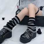 Retro Striped Warm Wool Loose Wide Leg Socks — photo 3