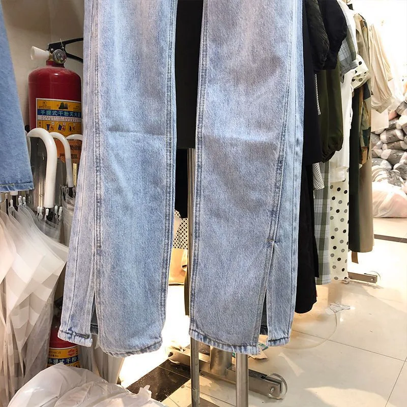 Damen High Waist Schlankmachende Gerade Schlitz Weite Bein Hose Bootcut Jeans für einen schmeichelhaften Look — foto 1