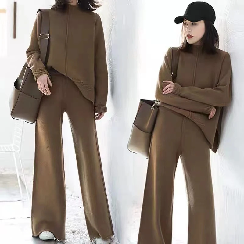 Women's Fashion Knitted Sweater Loose Two Piece Set Comfortable and Stylish Outfit Perfect for Casual Wear Versatile Des — photo 3