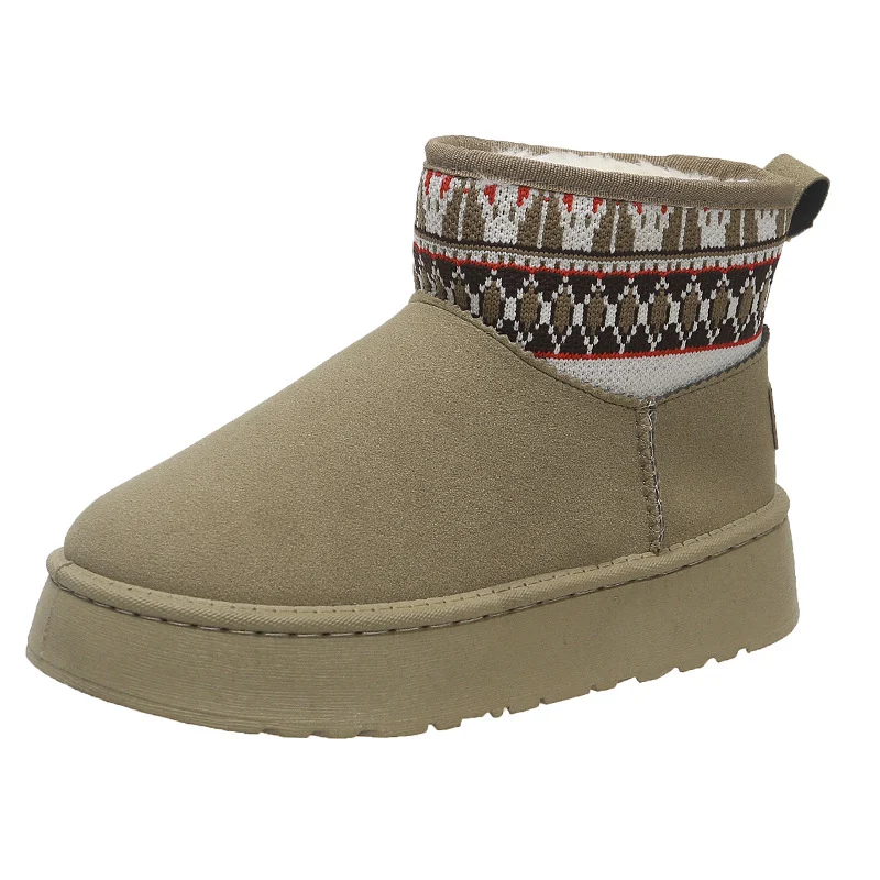 Fleece-lined thick fashion ethnic style short women's cotton boots. Warm, comfortable, and stylish winter boots perfect — photo 2
