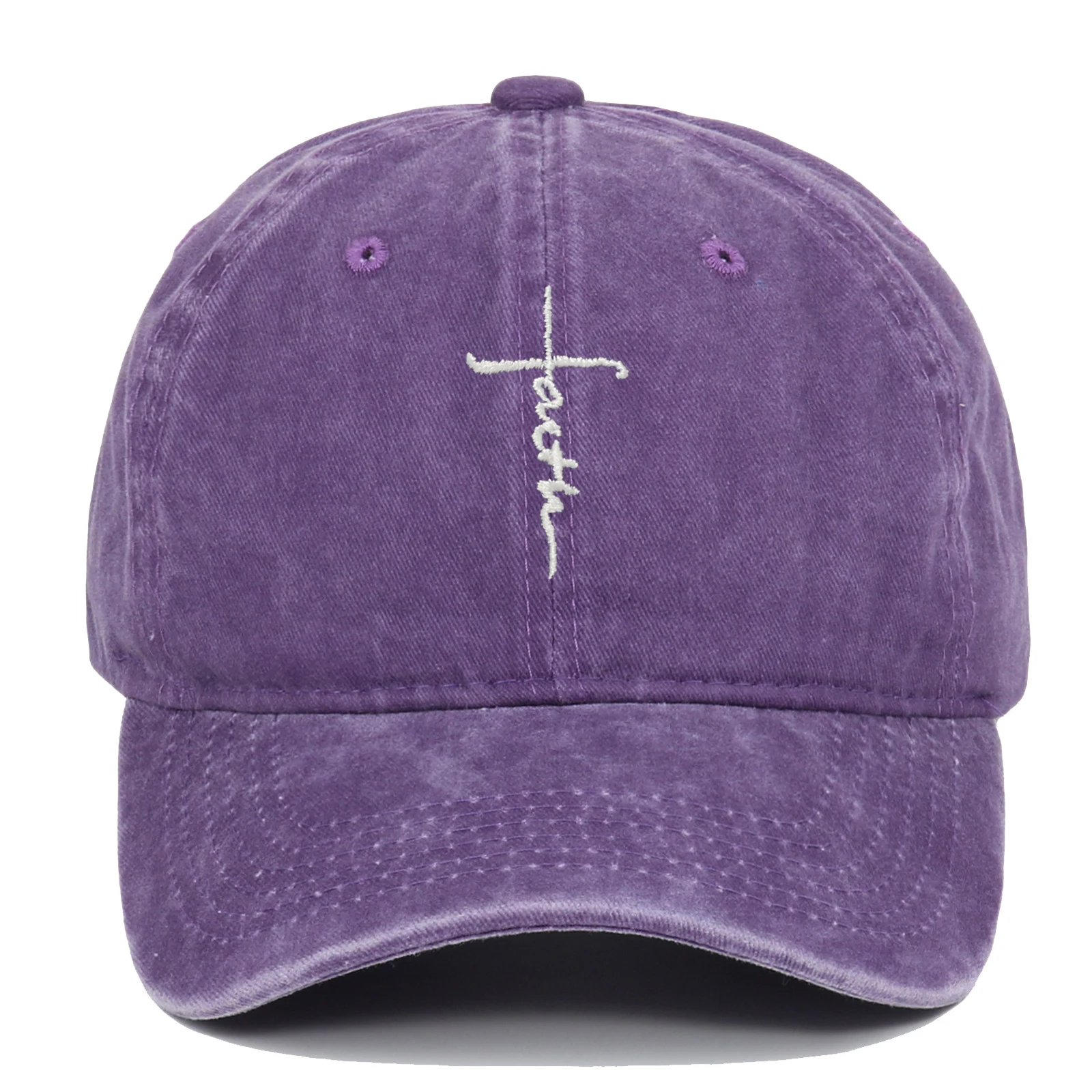 Title 7, Cross Embroidery Baseball Cap Cotton Vintage Wo...