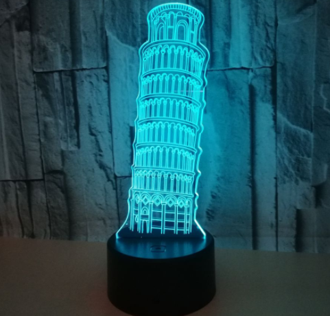 Title 3, 3D Nightlight Of The Leaning Tower Of Pisa Illu...