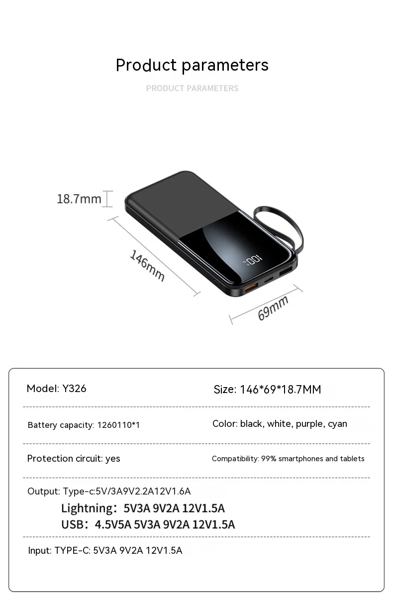 Title 12, Fast Charge With Cable 20000mAh Large Capacity ...