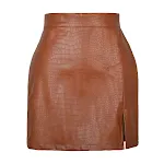 Modieuze PU leren rok met split aan de zijkant. Stijlvol en veelzijdig, perfect voor een elegante look. Combineer voor een chique uitstraling. — foto 1