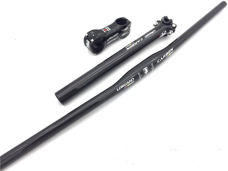 Guidão e Canote de Selim para Bicicleta em Fibra de Carbono 3k Leve e Resistente Absorve Vibrações Conforto e Performance Aprimorados Pedalada — foto 1