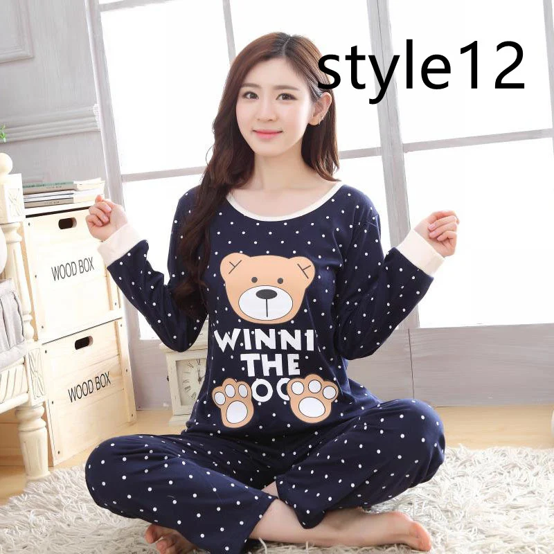 Milk Silk Cartoon Long-sleeved Trousers Ladies Home Service Suit — photo 29