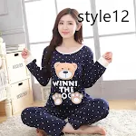 Milk Silk Cartoon Long-sleeved Trousers Ladies Home Service Suit — photo 29