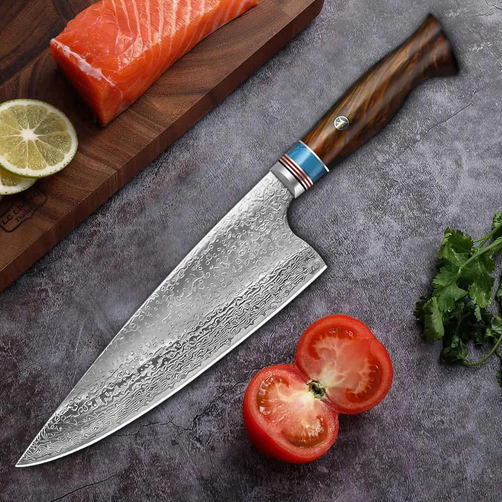 Title 2, Damascus Steel Cocobolo Chefs Knife Western VG...