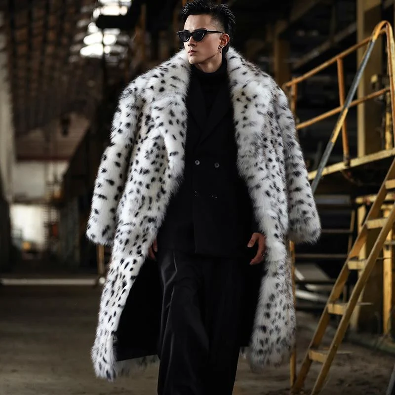 Men's Faux Fox Fur Long Coat, Warm Winter Overcoat for Men, Stylish and Comfortable Outerwear for Cold Weather — photo 3