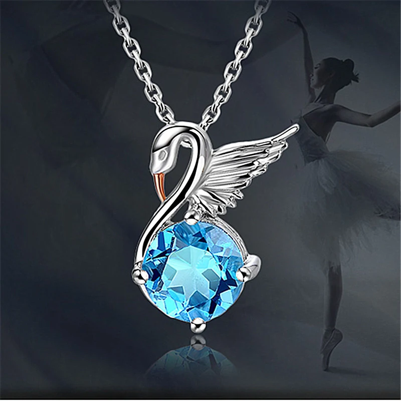 Collana girocollo con pendente a cigno in argento da donna Topazio naturale Gioiello elegante per un look sofisticato e femminile — foto 8