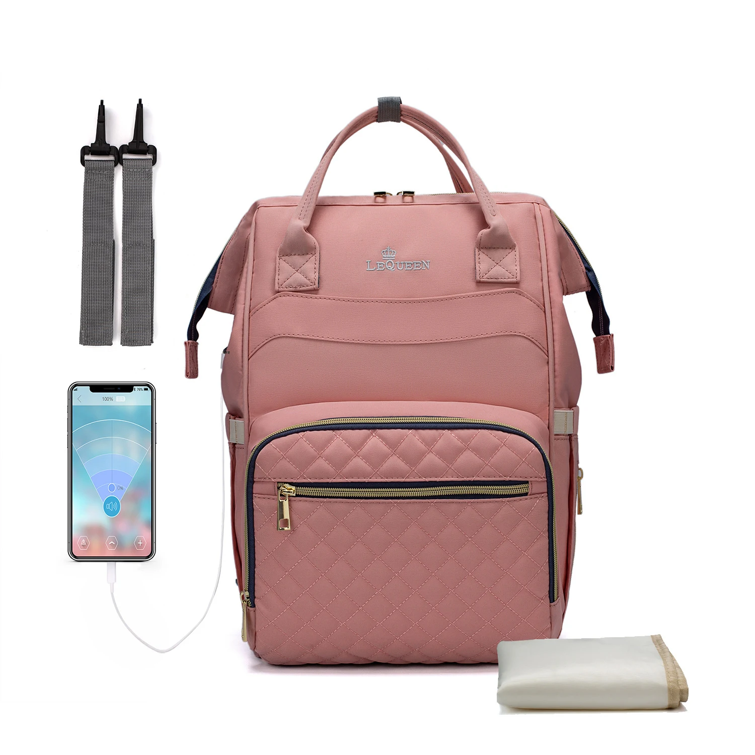 Lequeen Multifunktionale Mama-Tasche Rucksack Große Kapazität Mutter- und Baby-Tasche Mama-Tasche Cross-Border Rucksack Upgraded V — foto 3