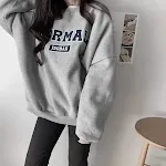 Felpa con cappuccio spazzolata girocollo senza cappuccio grigia da donna — foto 4
