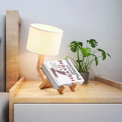 Title 5, Kreatywna lampa biurkowa do sypialni, drewniana...