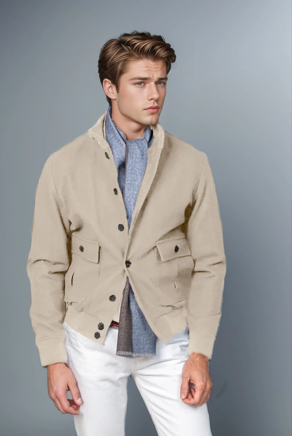 Men's Design Long Sleeve Stand Collar Top, a stylish and versatile shirt for a comfortable and modern look. Perfect for — photo 10