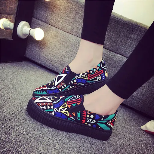 Title 6, Womens Graffiti Canvas Shoes Fleece-lined Plat...