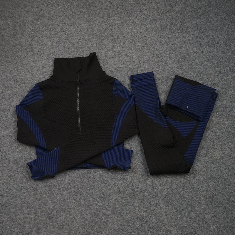 Conjunto esportivo de ioga com três peças, calças de fitness elásticas. Perfeito para esportes e yoga. Conforto e flexibilidade para seus treinos. — foto 1