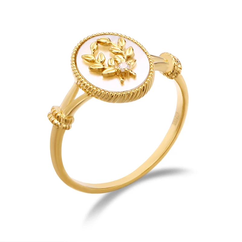Anillo de circonita con diseño de hoja de concha blanco para mujer Joyería elegante y brillante para uso diario o eventos especiales. — foto 2