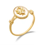 Anillo de circonita con diseño de hoja de concha blanco para mujer Joyería elegante y brillante para uso diario o eventos especiales. — foto 2