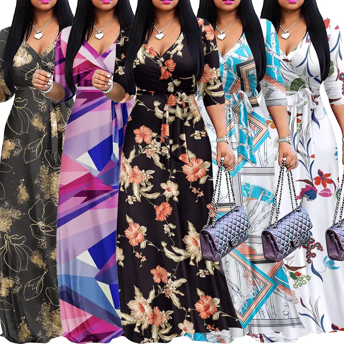 Title 15, European and American leisure fashion floral pr...